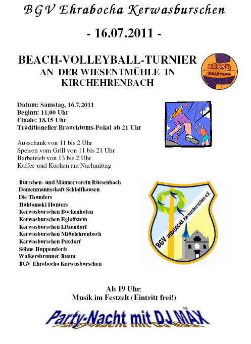Werbung Beach Volleyball Turnier am 16. Juli 2011
