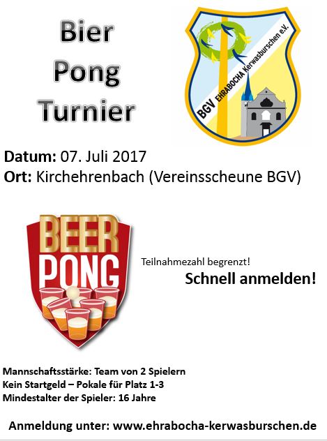 Flyer Bier Pong Turnier am 7.7.2017